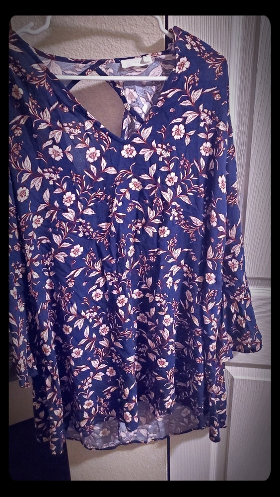 Lush navy floral boho dress